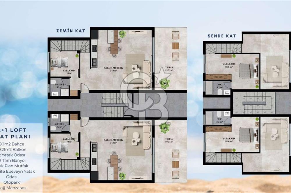 TEK YETKİLİ Kıbrıs Girne Karşıyaka da  Koçanları Hazır Lansmana Özel  Fiyat ve Ödeme Planlı  2+1 Satılık Loft Daireler