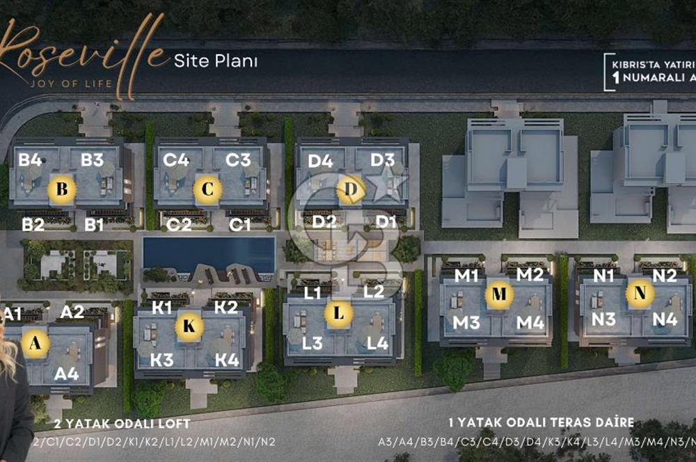 TEK YETKİLİ Kıbrıs Girne Karşıyaka da  Koçanları Hazır Lansmana Özel  Fiyat ve Ödeme Planlı  2+1 Satılık Loft Daireler