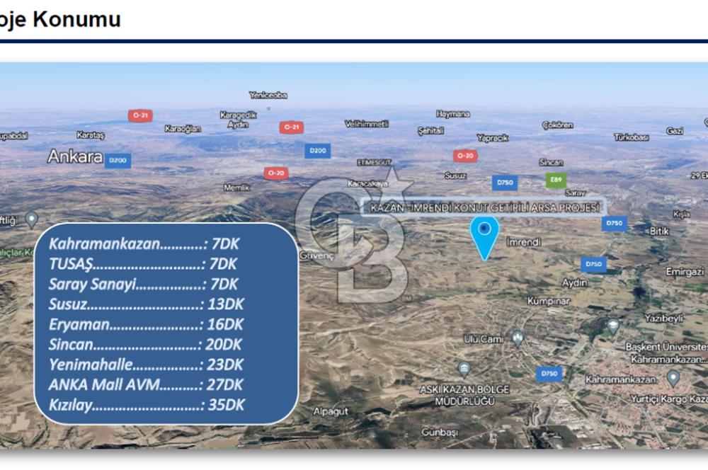 KAHRAMANKAZAN İMRENDİ'DE SATILIK İMRALI ARSA