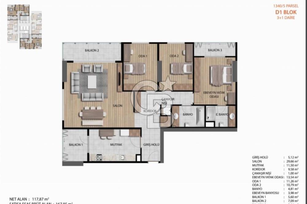 BAŞAKŞEHİR AYAZMA EMLAK KONUTLARINDA SATILIK 3+1 DAİRE