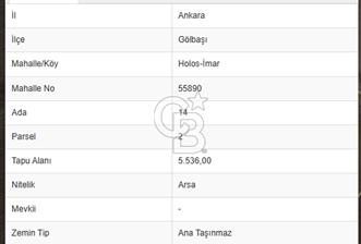 GÖLBAŞI GÜNALAN SATILIK İMARLI 500M2 ARSA