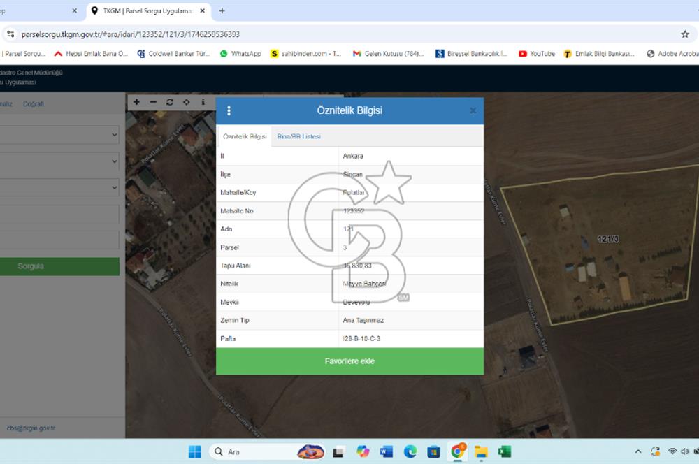 ANKARA SİNCAN POLATLAR DA SATILIK 16830 M2 TEK TAPU BAHÇE