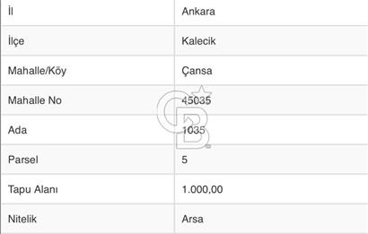 ANKARA KALECİK ÇANSA MAH. SATILIK İMARLI VİLLA ARSASI