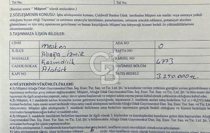ALİAĞA KAZIMDİRİK MAHALLESİ'NDE SATILIK GENİŞ 2+1 DAİRE