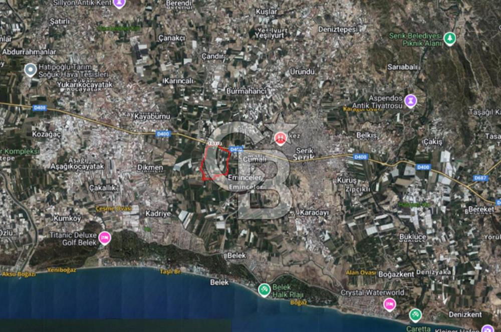 ANTALYA SERİK D-400 YOLUNA SIFIR SATILIK TARLA