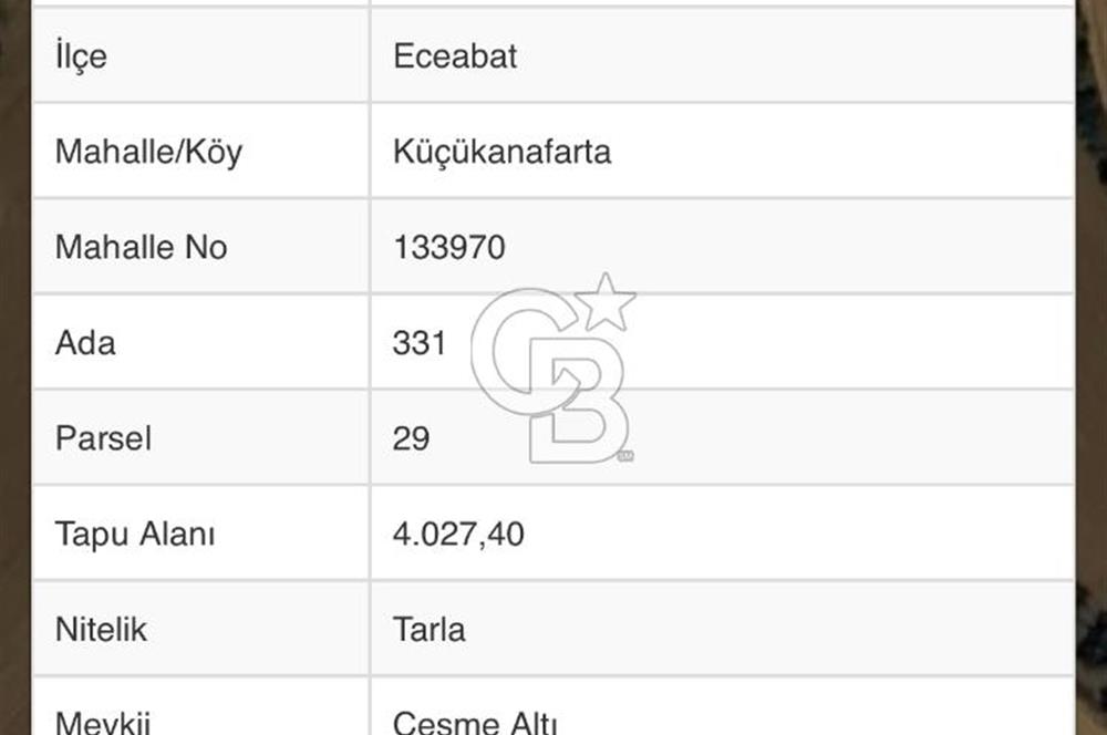 CB MARS'TAN ECEABAT ÇEŞMEALTI MEVKİİNDE YATIRIMLIK TARLA