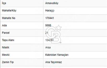 SATILIK ARNAVUTKÖY HARAÇÇI'DA 135 M2 İNŞAATA HAZIR ARSA