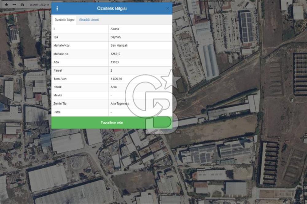 ADANA SEYHAN SARIHAMZALI’DA SATILIK 150 M² SANAYİ İMARLI ARSA