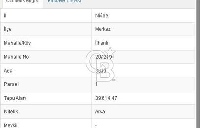 NİĞDE İLHANLIDA 39614 m2 SANAYİ İMARLI ARSA