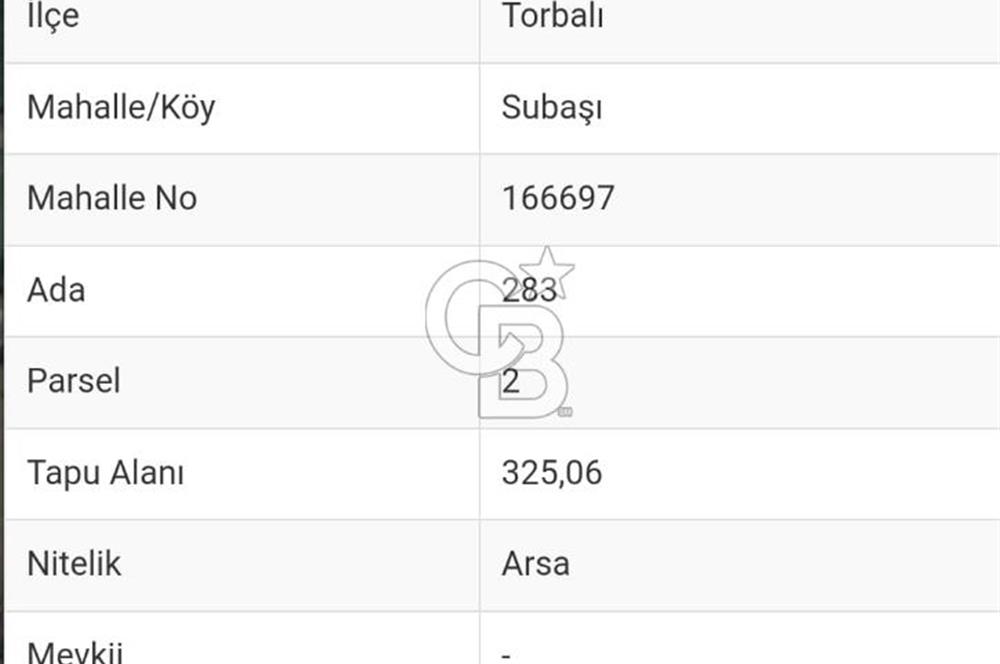 İzmir Torbalı Subaşı mahallesinde satılık konut imarlı arsa