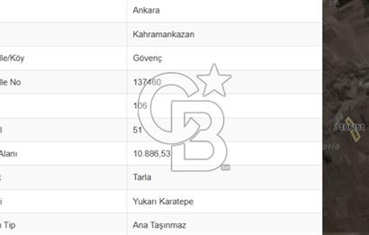 KAHRAMANKAZAN/GÜVENÇ MAH'DE 10886 M2 TARLA
