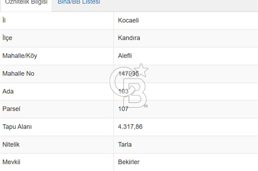 KOCAELİ KANDIRA ALEFLİ KÖYÜ 4317 M2 SATILIK TARLA
