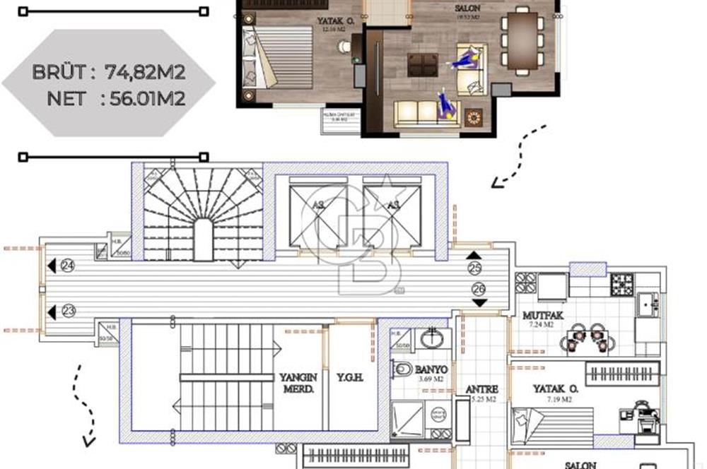 BOSTANCININ  CAZİP LOKASYONUNDA SATILIK 2+1  6.KAT