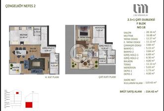 Çengelköy NEFES projesi 11m2 teraslı 2,5+1 çatı dubleks
