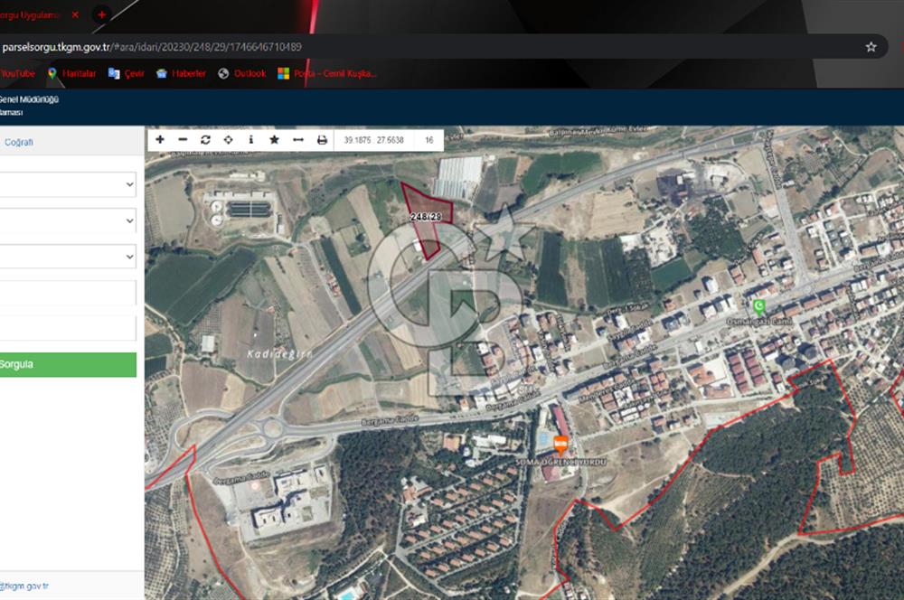 Manisa Soma Anayola Sıfır 13.178 m2 Müstakil Satılık Tarla