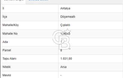 ANTALYA DÖŞEMEALTI'NDA SATILIK ARSA