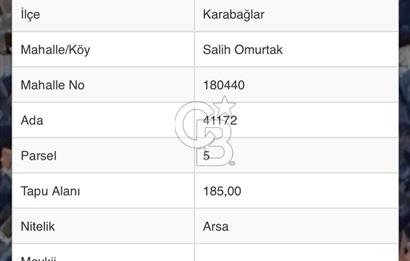 CB Yalı'dan Karabağlar Salih Omurtak'ta Fırsat Satılık Arsa