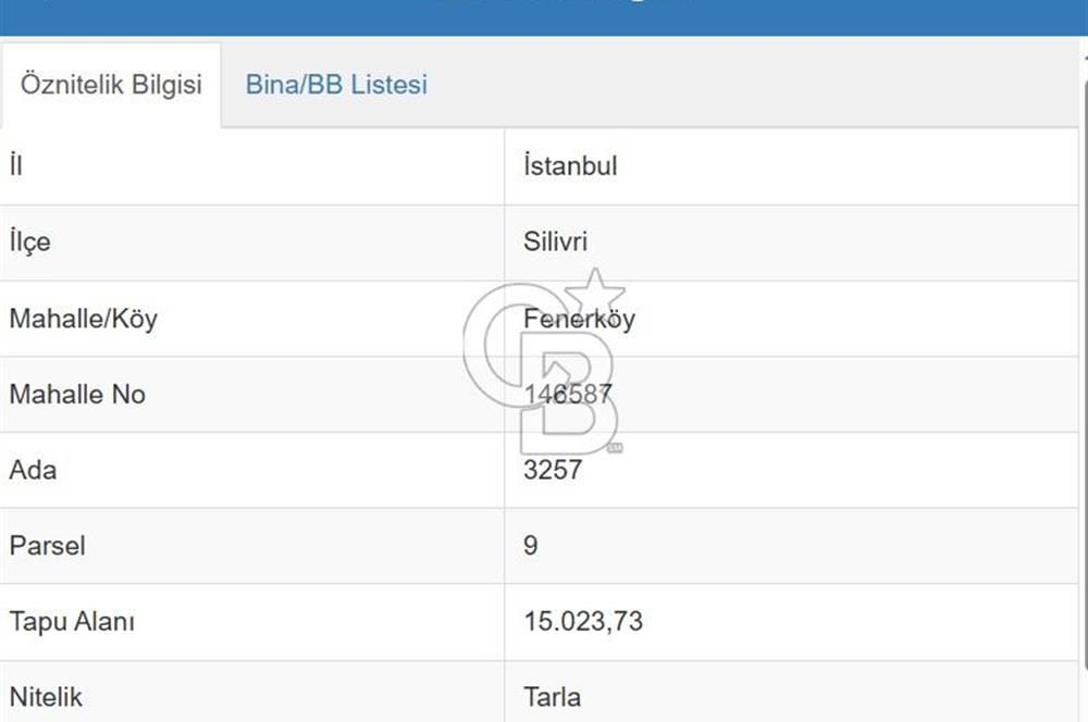 CB THETA 'DAN SİLİVRİ FENERKÖYDE SATILIK 349 M2 ARSA YOL ÜSTÜ