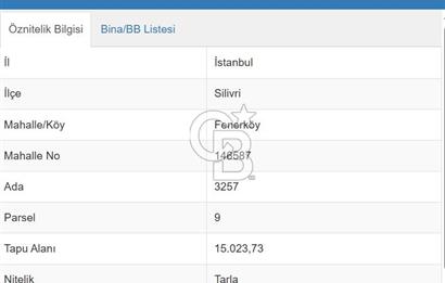 CB THETA 'DAN SİLİVRİ FENERKÖYDE SATILIK 349 M2 ARSA YOL ÜSTÜ