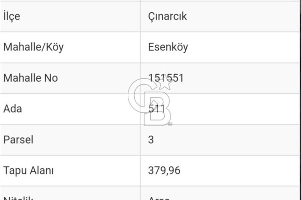 YALOVA ÇINARCIK ESENKÖYDE DENİZ MANZARALI KONUT İMARLI ARSA..!!