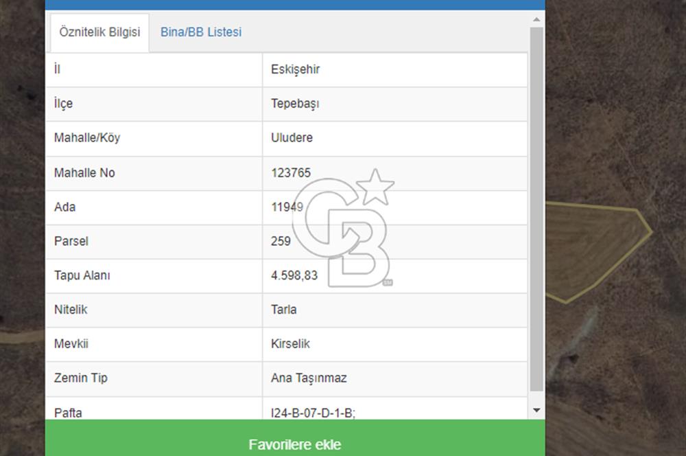 CB CİTY'DEN ULUDERE MAHALLESİNDE SATILIK TARLA