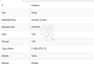 AYAŞ SİNANLI CUMA'DA SATILIK YATIRIMLIK TARLA