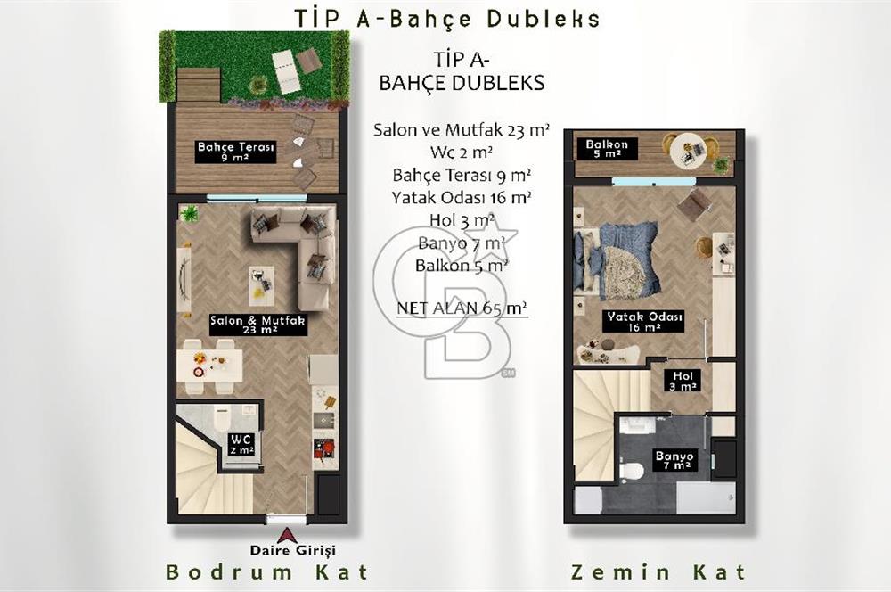 KABAOĞLU TOREM RESİDENCE SATILIK 1+1 BAHÇE & ÇATI DUBLEKSLER
