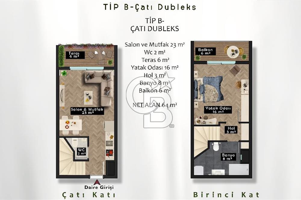 KABAOĞLU TOREM RESİDENCE SATILIK 1+1 BAHÇE & ÇATI DUBLEKSLER