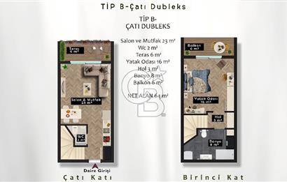 KABAOĞLU TOREM RESİDENCE SATILIK 1+1 BAHÇE & ÇATI DUBLEKSLER