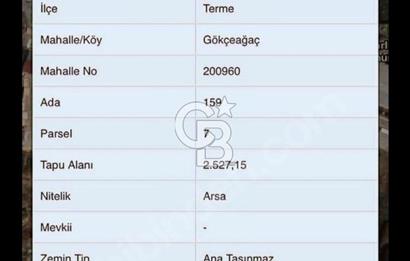 SAMSUN TERME SATILIK TİCARİ+KONUT İMARLI ANAYOLA CEPHE ARSA