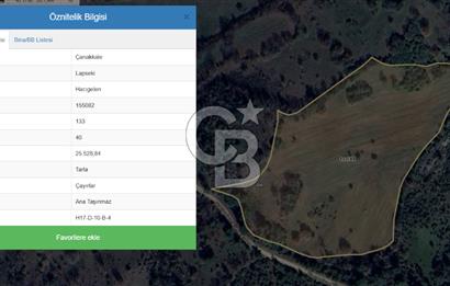 Çanakkale Lapseki Hacıgelen'de 25.500 m² Tarla – Yatırım ve Tarıma Uygun Nitelikli Arazi