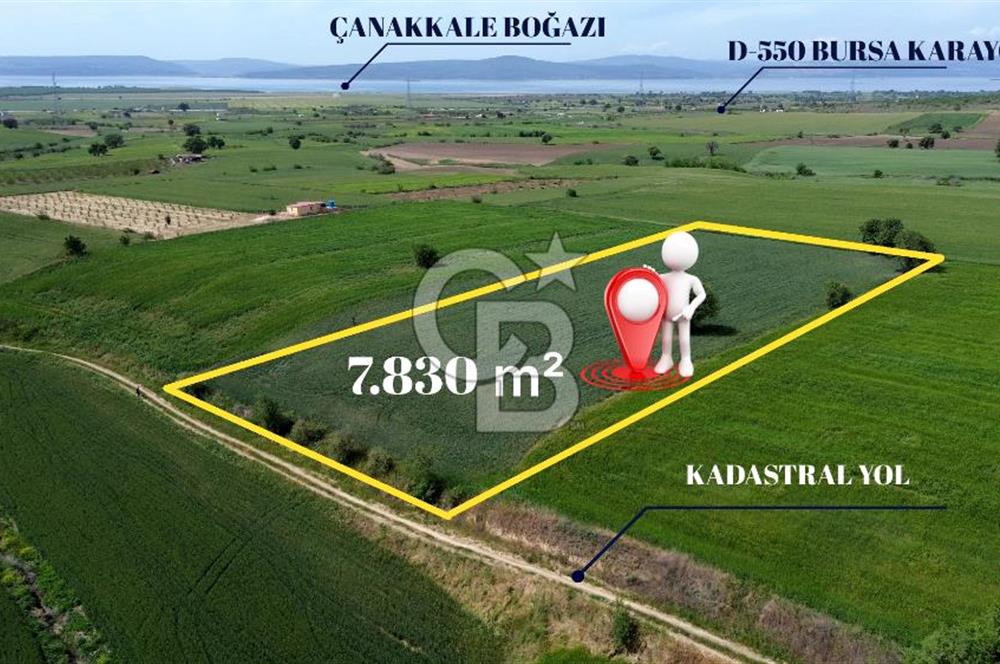 ÇANAKKALE ÖZBEK KÖYÜ SATILIK TARLA YOLA CEPHE,BURSA YOLUNA YAKIN