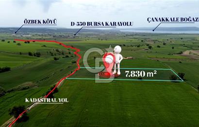 ÇANAKKALE ÖZBEK KÖYÜ SATILIK TARLA YOLA CEPHE,BURSA YOLUNA YAKIN