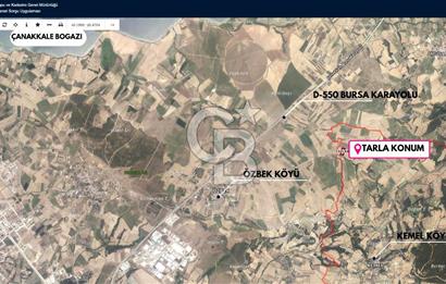 ÇANAKKALE ÖZBEK KÖYÜ SATILIK TARLA YOLA CEPHE,BURSA YOLUNA YAKIN