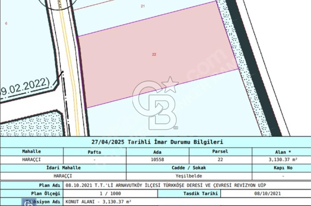 SATILIK PEGASUS BÖLGESİNDE 3130 M² TEK TAPU İMARLI İFRAZLI ARSA