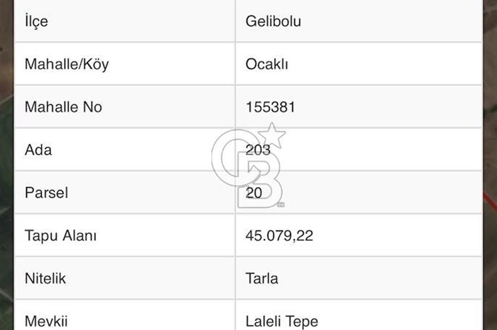 CB MARS'TAN GELİBOLU'DA YATIRIM DEĞERİ YÜKSEK TARIM ARAZİSİ