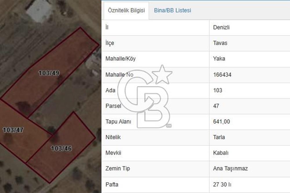 Tavas Yaka Mah. Fırsat Satılık Toplam 2003 m² 3 Adet Tarla