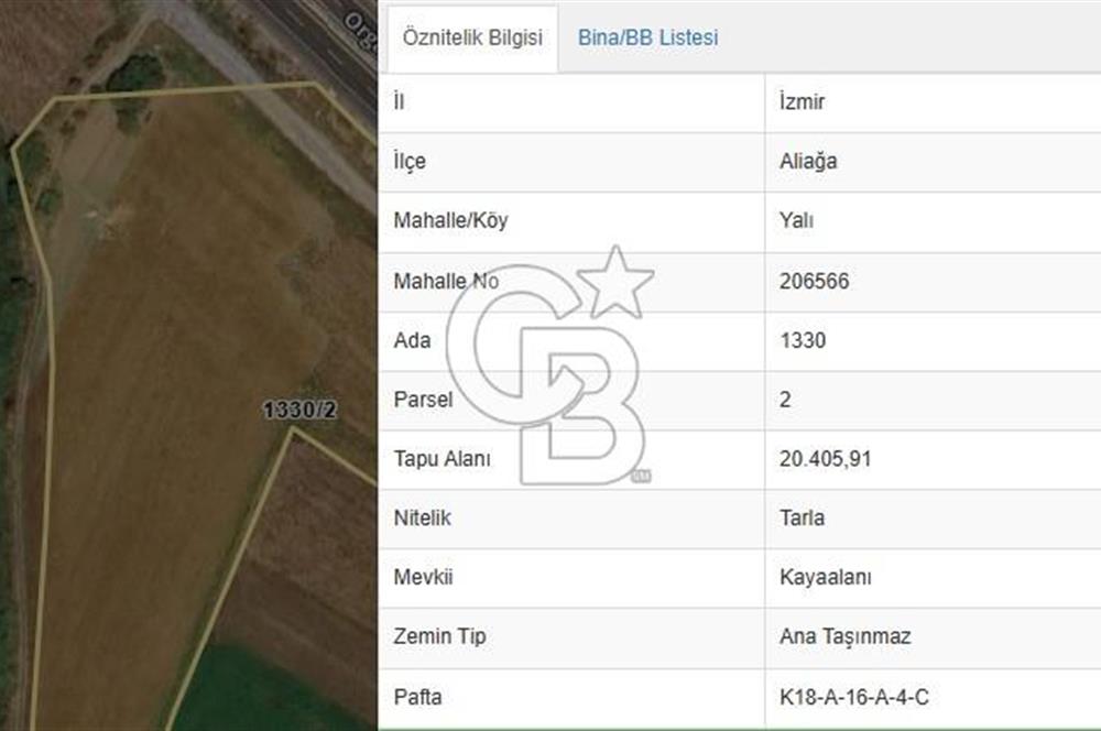 İzmir Aliağa Yalı 9.071 m² Fırsat Satılık Zeytinlik
