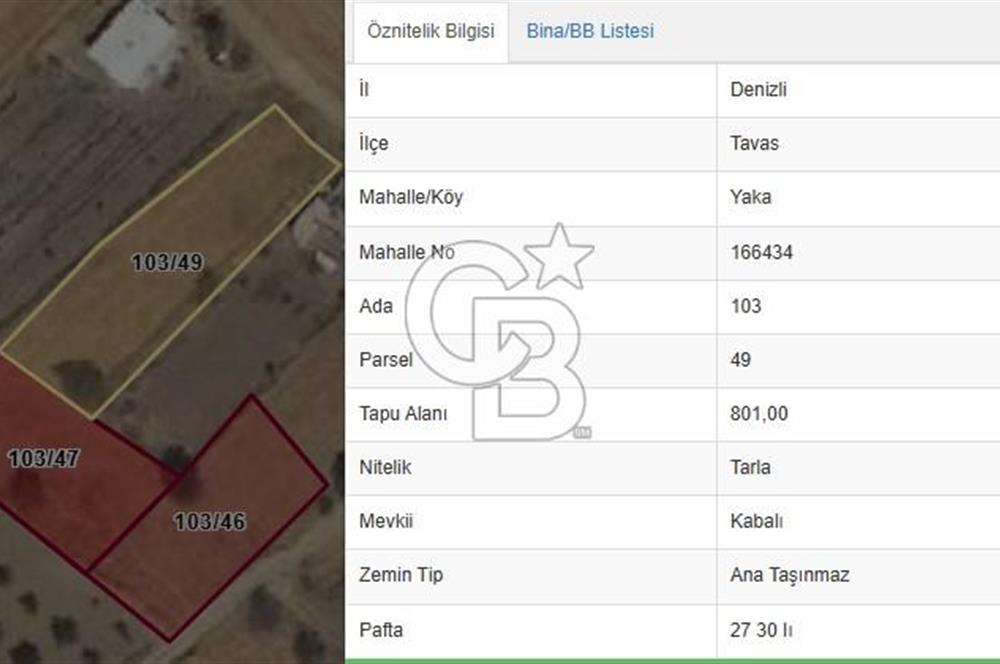 Tavas Yaka Mah. Fırsat Satılık Toplam 2003 m² 3 Adet Tarla