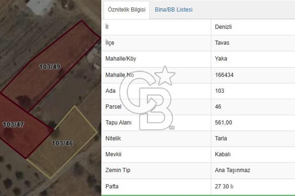 Tavas Yaka Mah. Fırsat Satılık Toplam 2003 m² 3 Adet Tarla