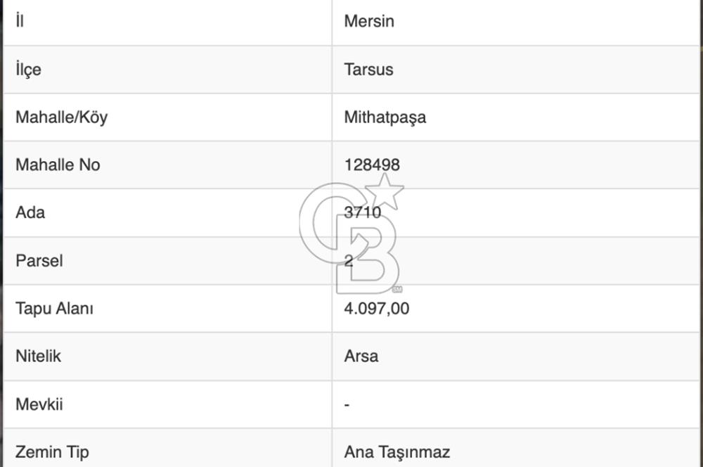 MERSİN TARSUS D-400 OTOBAN GİRİŞİ 4.097 M² SANAYİ İMARLI ARSA