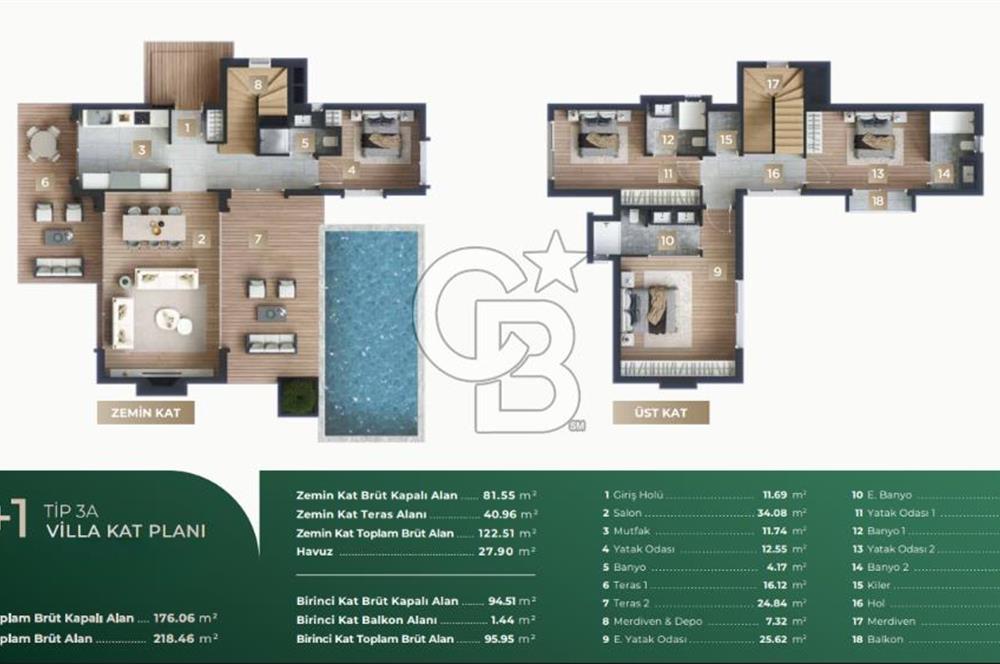 Güzelbahçe Yelki Mi'Marin Elal Gardenia 33 Sitesinde Özel Havuzlu Kiralık 5+1 Villa