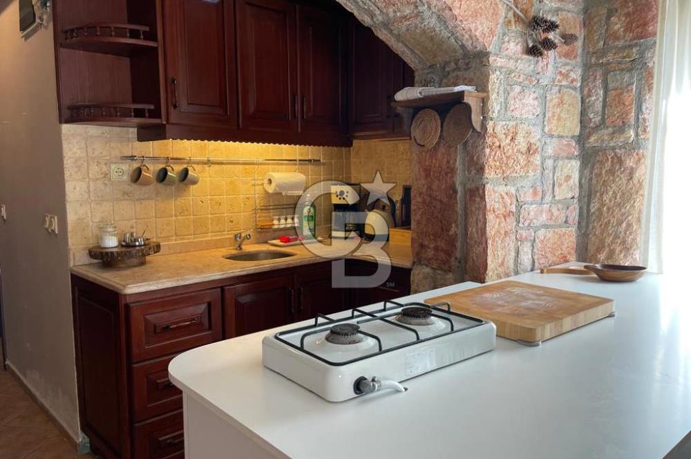 Yzlık Kiralık 1+1 Havuzlu Full Manzaralı Taş Ev 