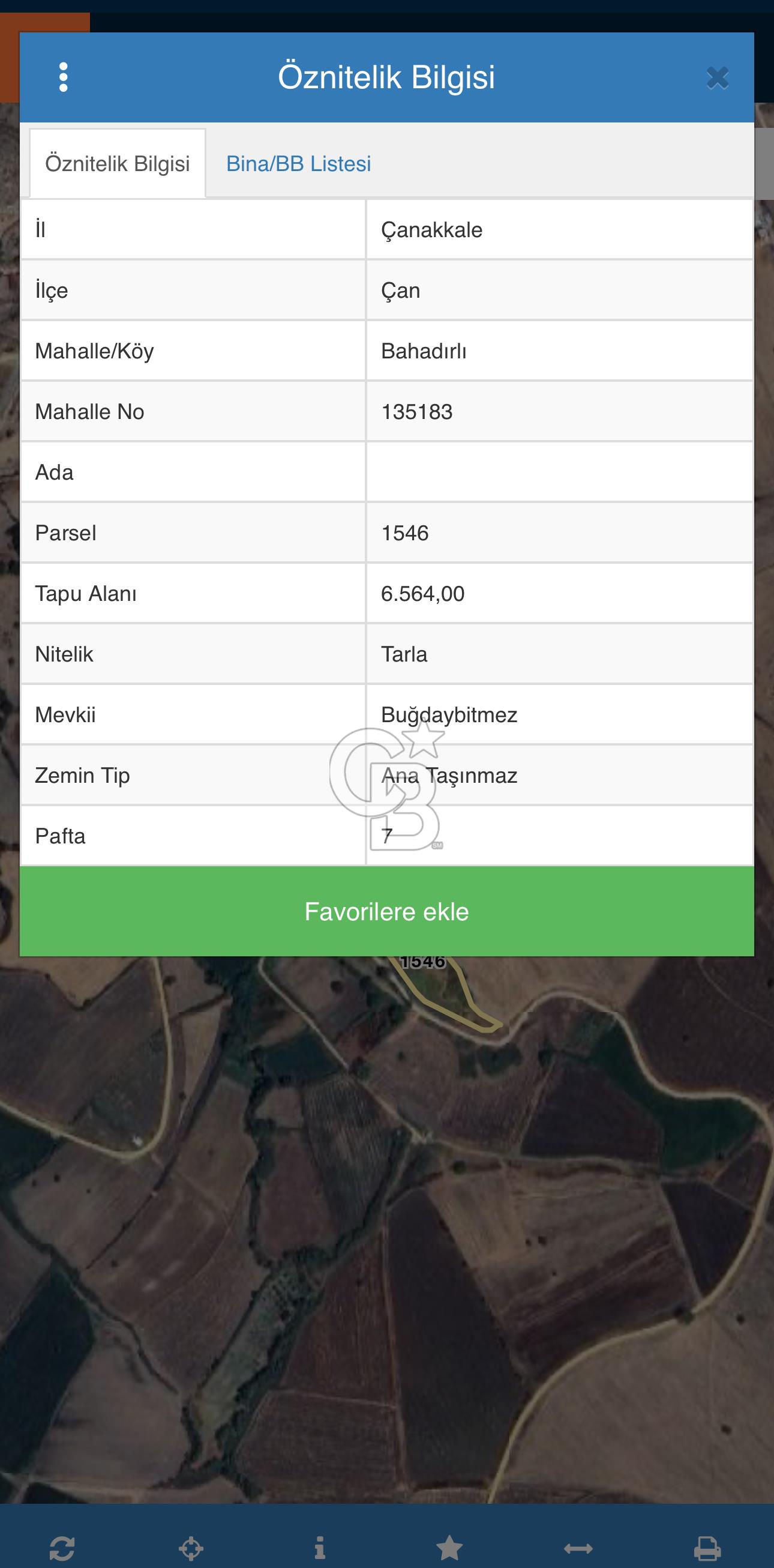 Çanakkale Çan bahadırlı köyünde satılık 6.564m2 arazi 