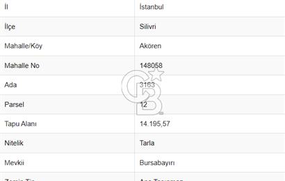 SATILIK SİLİVRİ AKÖREN'DE 610 M² ÇAPLI MUVAFAKATNAMELİ ARSA