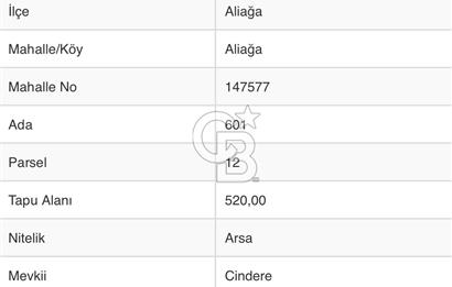 Aliağa Cindere Mevkii Satılık Arsa