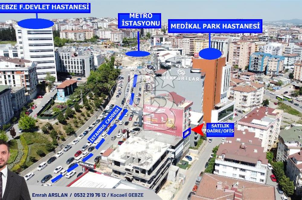 Gebze Devlet Hastanesinin Ve Metro İstasyonu Yanı Satılık Ofis
