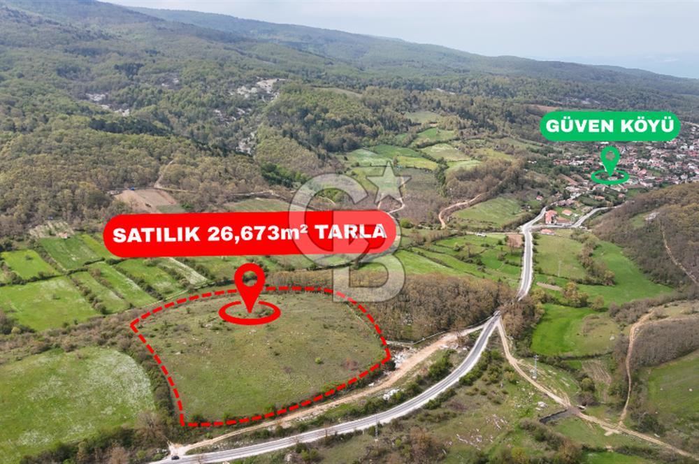 CB AMBIANCE'DAN MKP'DA 26.673m2 ÇİFTLİK İÇİN UYGUN KÖY İÇİ BAHÇE