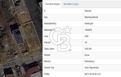 DENİZLİ/Merkezefendi/Hallaçlar'da 535m² Satılık İmarlı Arsa