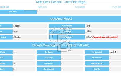 CB TOWER İZMİT MERKEZ'DE T3 TİCARİ İMARLI 218 M² SATILIK ARSA